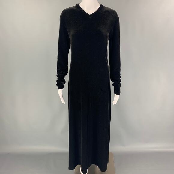 Vintage RALPH LAUREN Blue Label M Black Polyester Blend Long Sleeve Long Dress - Picture 1 of 4